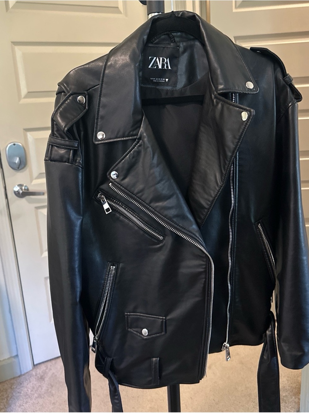 ZARA Black Leather Biker Jacket - Women's